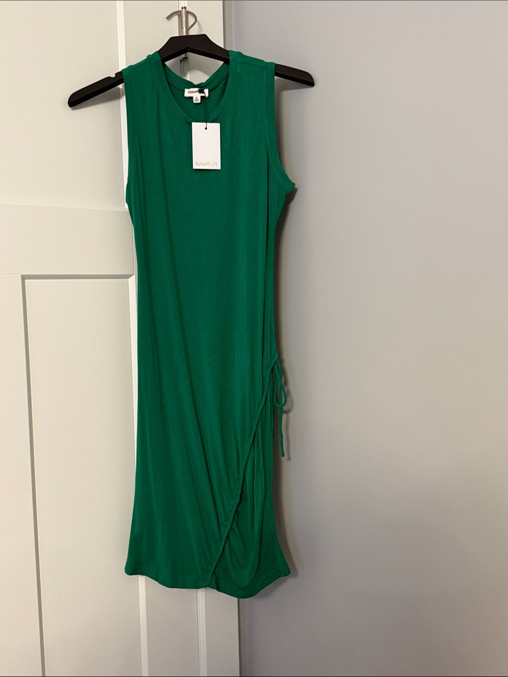NWT SUGARLIPS Green Sleeveless Wrap-Style Midi Knit Dress